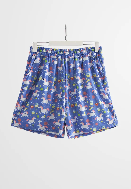 Butterscotch Unicorn Sleep Shorts - Purple Blue