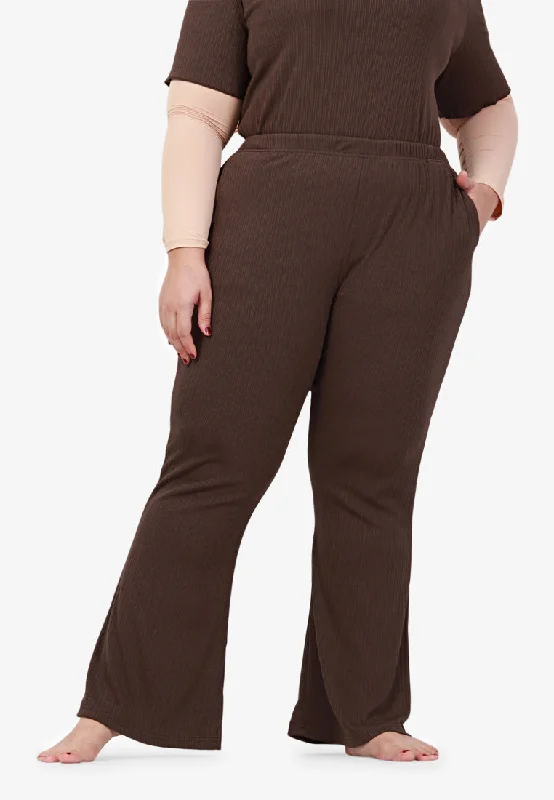 Trudy Ribbed Trumpet Pants - Brown