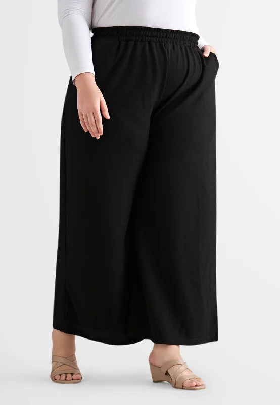 Wren Waffle Work Wide Legs Pants - Black