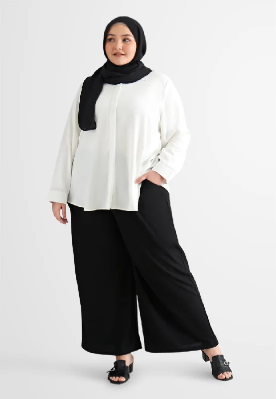 Wren Waffle Work Wide Legs Pants - Black