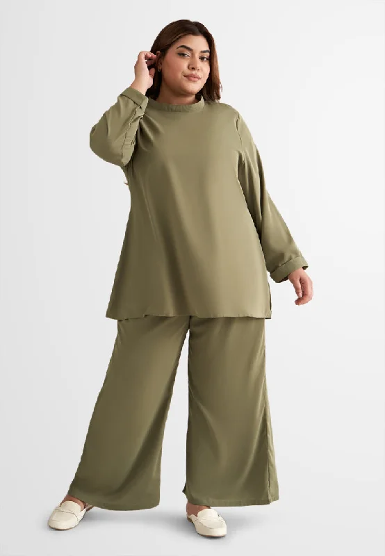 Palmira Smooth Wide Leg Pants - Green