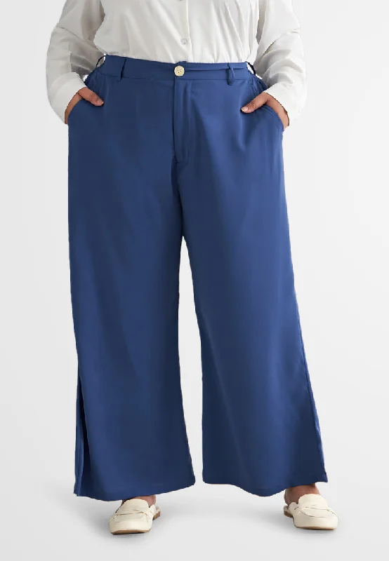 Palmira Smooth Wide Leg Pants - Blue