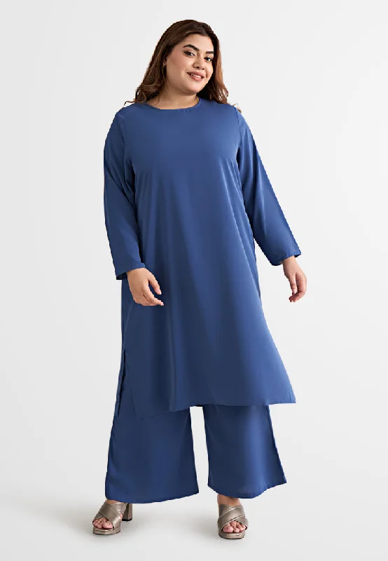 Palmira Smooth Wide Leg Pants - Blue