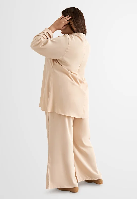 Palmira Smooth Wide Leg Pants - Beige