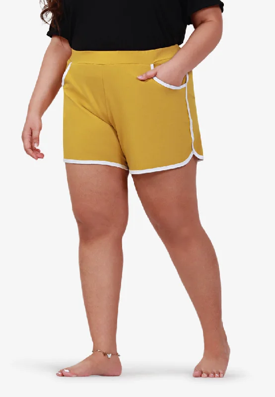 Fonda Plus Size Retro Shorts - Yellow