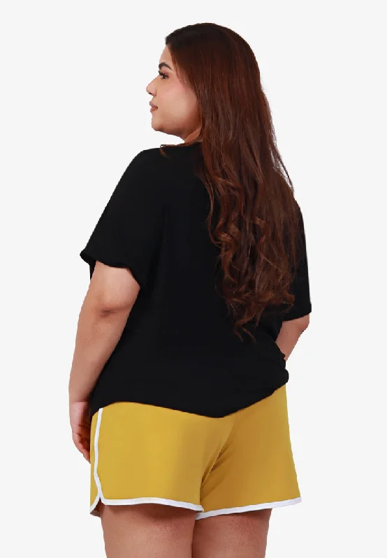 Fonda Plus Size Retro Shorts - Yellow