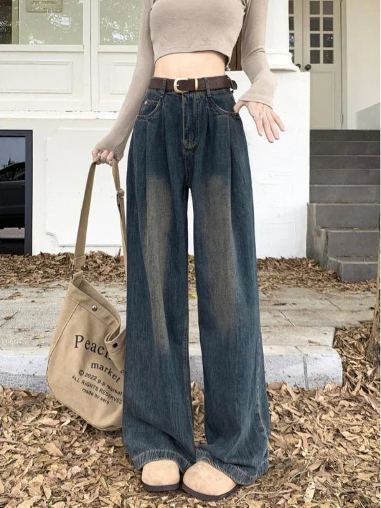 2024 Korean Casual Streetwear Straight Pants for Autumn Winter