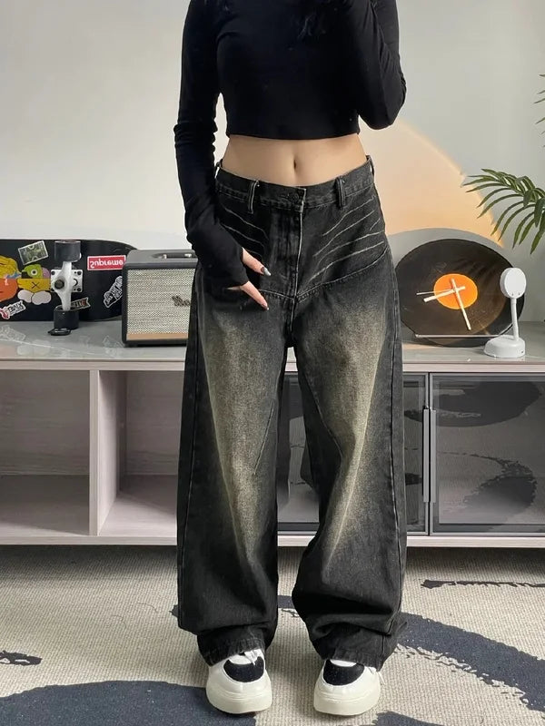 2024 High Street Spicy Girls Straight Tube Wide Leg Long Pants