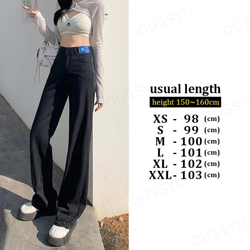 2024 Lyocell Denim Wide Leg Streetwear Loose Casual Women's Jeans