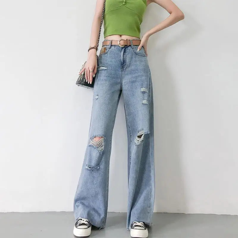 2024 Undefined Straight Mom Jeans Female Pants Jeans