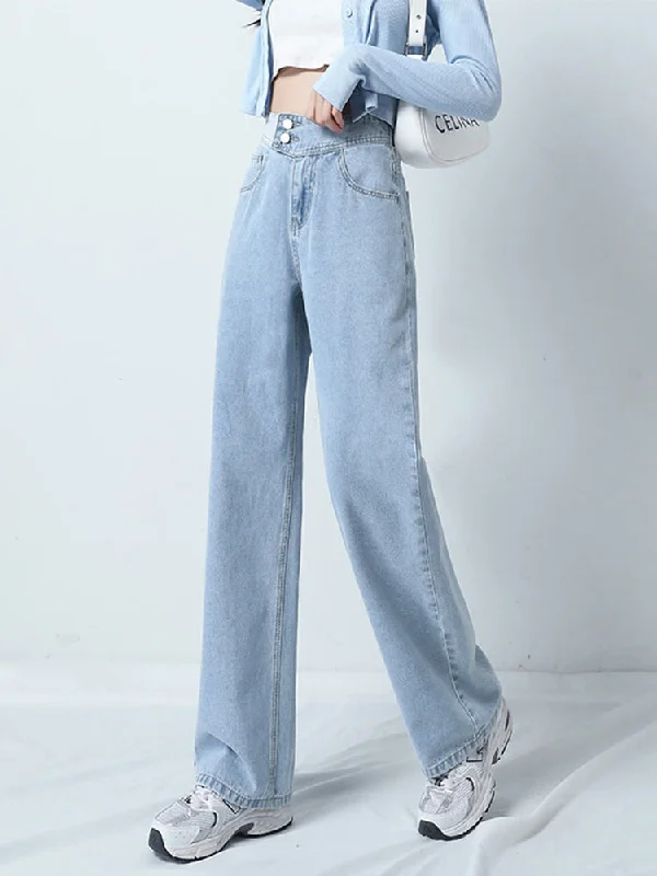 Jeans Hight Waist Women Mom Fashion Elastic Waist Denim Pants