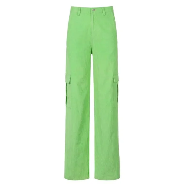 Wide Leg Pants Women Trousers Harajuku Korean Y2k Baggy Pant Cute Oversize Boyfriend Corduroy Pants Green 90s Aesthetic Bottoms