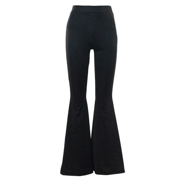 Fashion Women Slimming Pants Elastic High Waist Bell Bottoms Clothing Female Casual Flared Long Trousers