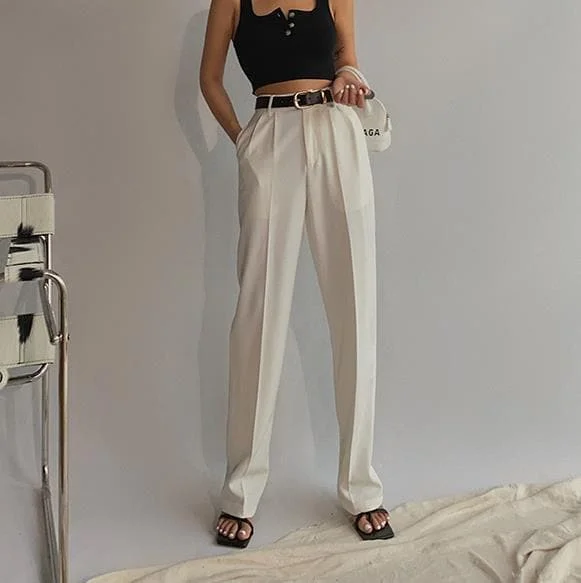 Spring New Office Lady High Quality Elegant Casual Fashion Wide Leg Women Female Pants Hot Sales