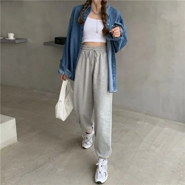 Women's Sports Pants Oversize Gray Joggers Sweatpants Women Loose Track Black Jogging Trousers For FemaleFashion