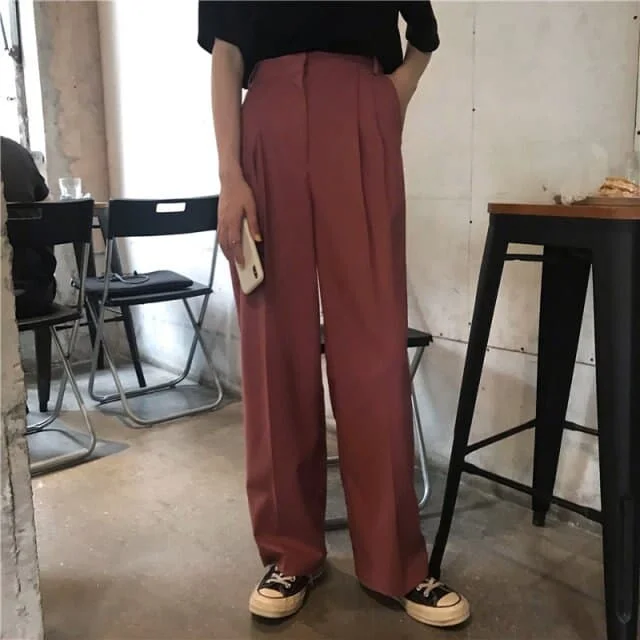 Straight Large Size Casual Solid Wide Leg Trousers Streetwear Suit Full-Length Hot Selling Chic Loose High Quality Pants