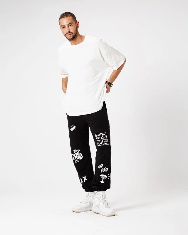 Black Printed Swants (Sweatpants)