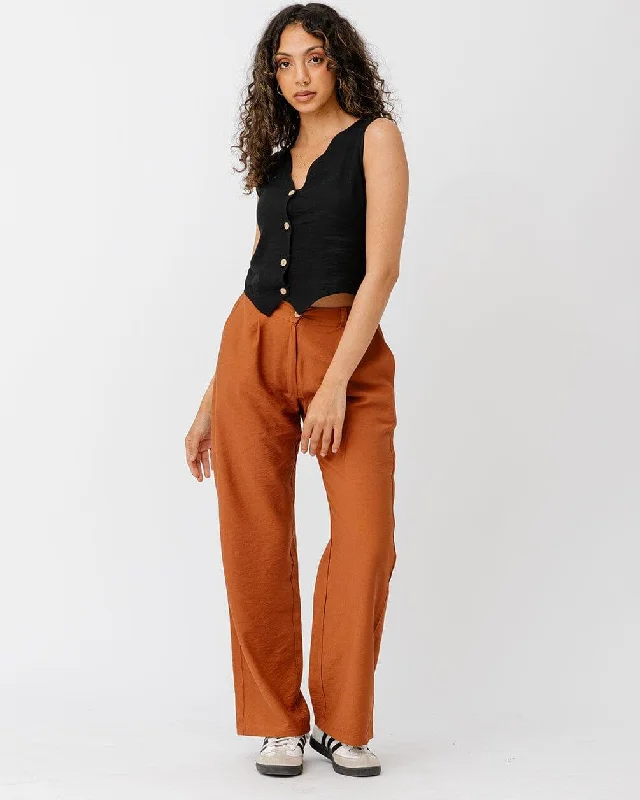 Camel Brown Linen Pants