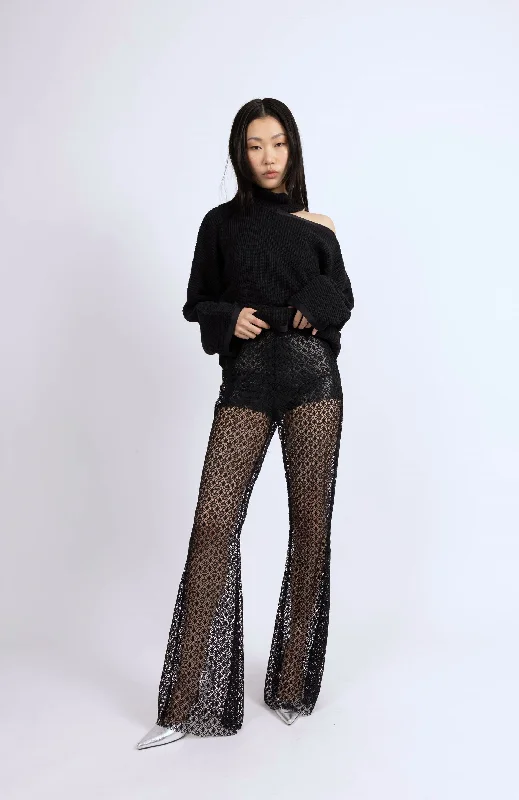 Eco-Friendly Crochet Inspired Flared Trousers