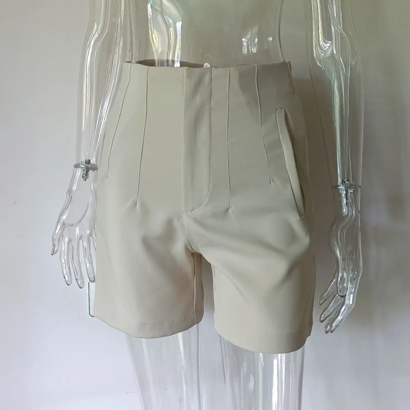 Fashion High Waisted Casual White Trousers