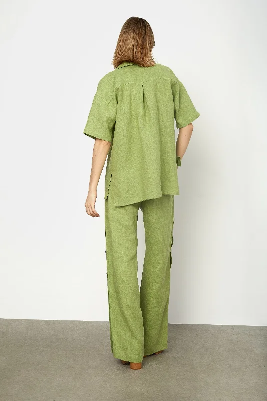 Green Sustainable Linen Track Pants Mituva