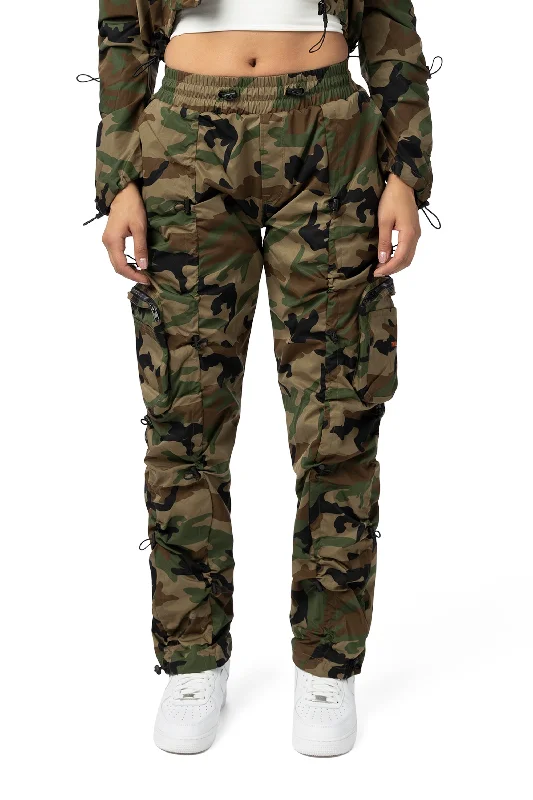 High Rise Multi Bungee Joggers - Wood Camo