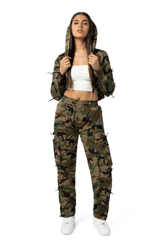 High Rise Multi Bungee Joggers - Wood Camo