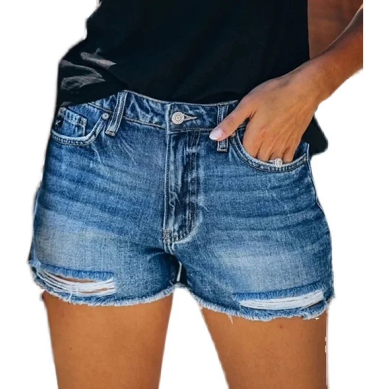 High Waist Women's Jeans Fashion Street Ripped Denim Shorts