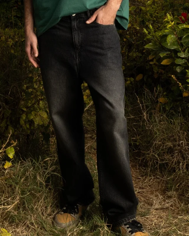 Male Wide-leg Grey Washed Jeans