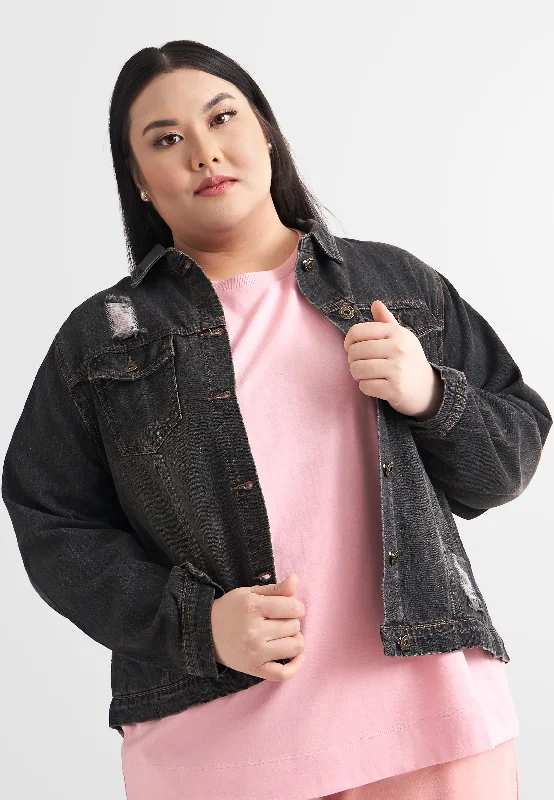 Jezebel Ripped Denim Jacket - Black