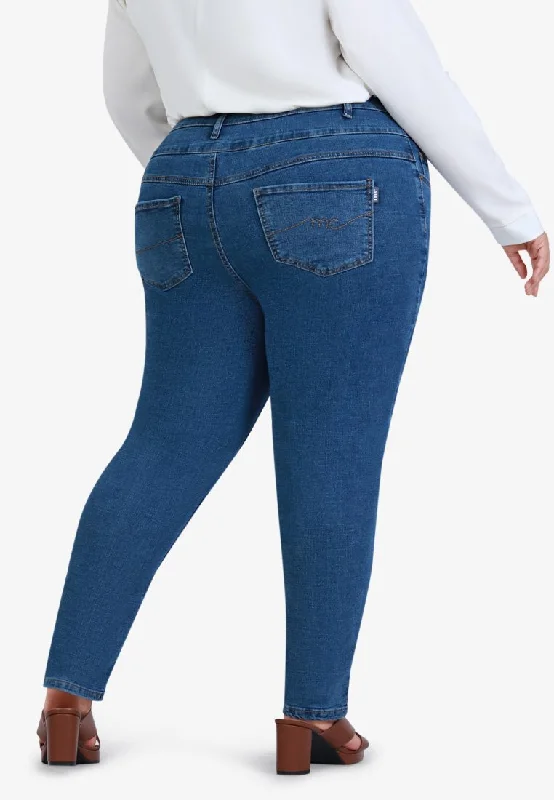 Higgins Extra High Waisted Button Jeans - Blue