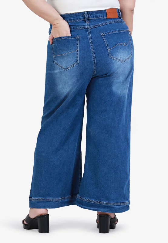 Walker Wide Leg Cropped Jeans - Blue