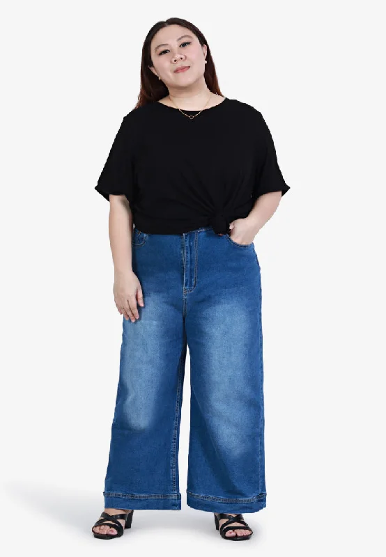 Walker Wide Leg Cropped Jeans - Blue