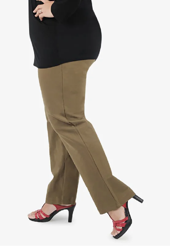 Phillipa SMART Straight Cut Work Pants - Khaki