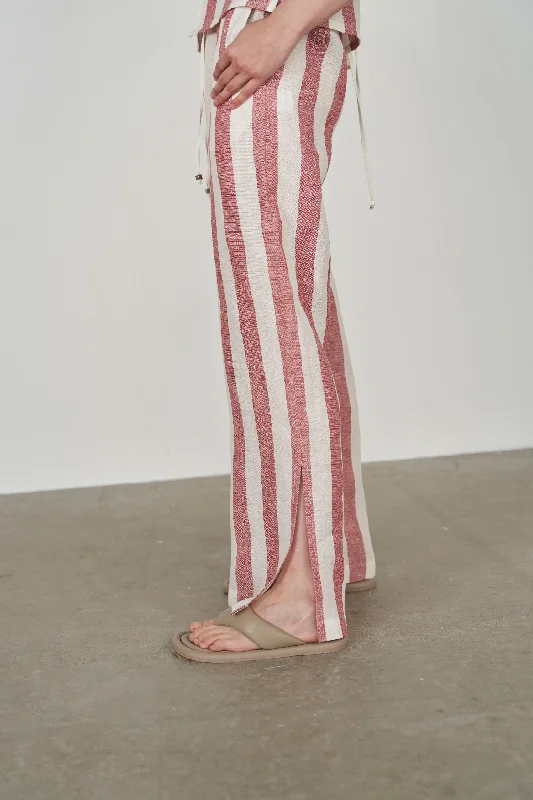 Pluvija Sustainable Linen Track Pants with Red stripes