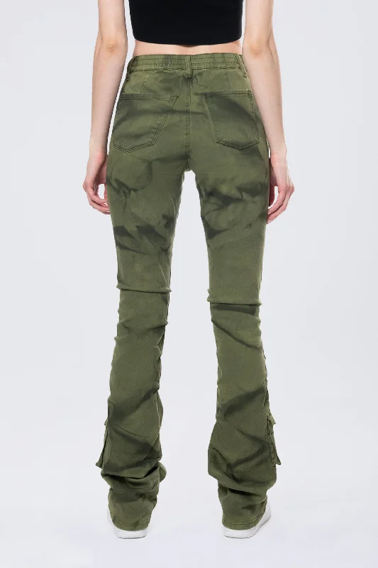 Stacked Pigment Dyed Twill Pants - Clover Green