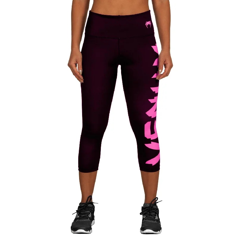 Venum Giant Cropped Leggings - Black/Neo Pink