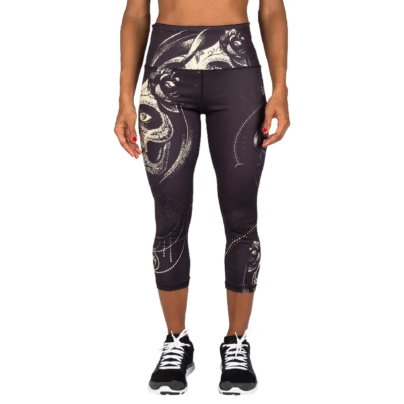 Venum Santa Muerte Cropped Leggings - Black/Yellow