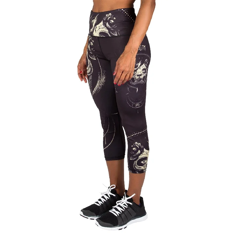 Venum Santa Muerte Cropped Leggings - Black/Yellow