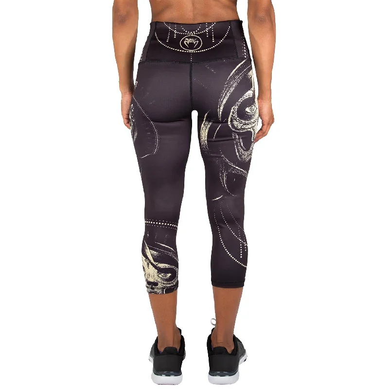 Venum Santa Muerte Cropped Leggings - Black/Yellow