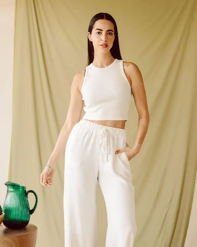 White Flowy Pants