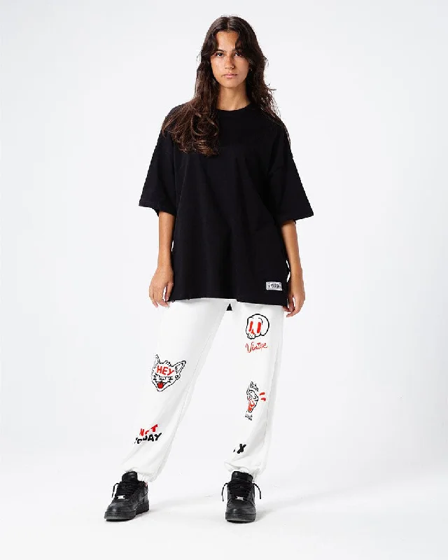 White Printed Swants (Sweatpants)