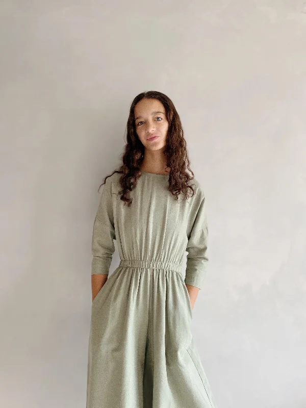 wide culotte jumpsuit in agave