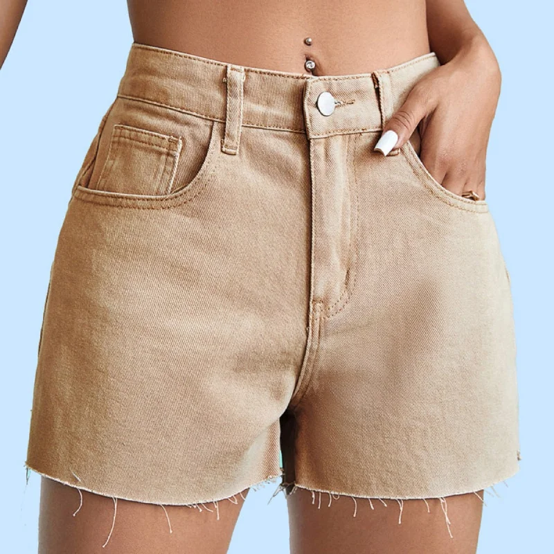 Women High Waist Denim Shorts Summer Fashion Straight Jeans