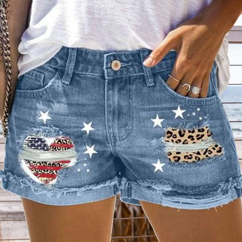 Women High Waist Short Jeans Street Ripped Denim Shorts