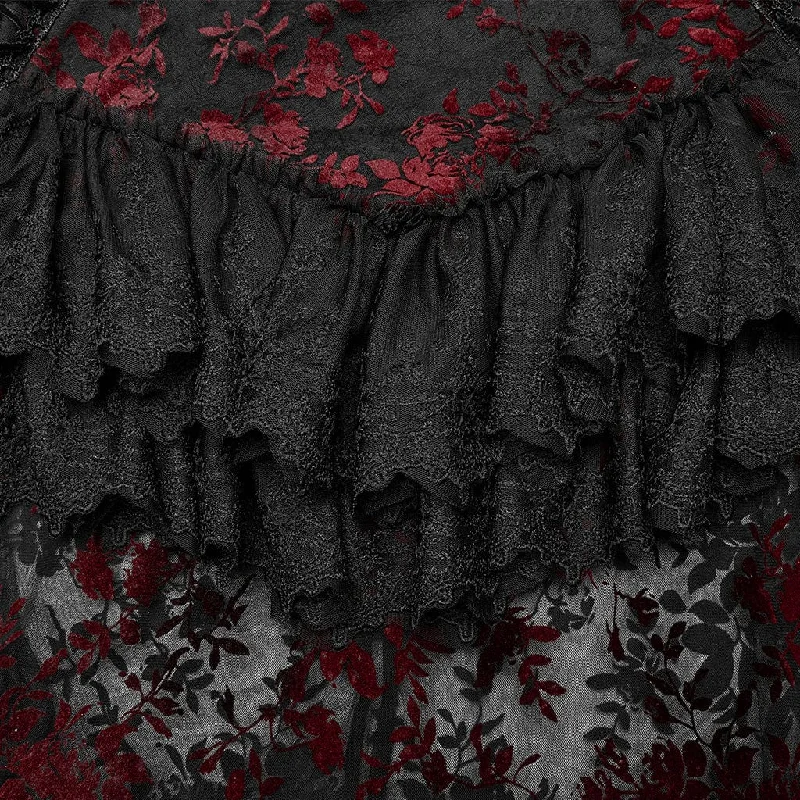 Women's Gothic Ruffles Layered Lace Skirt