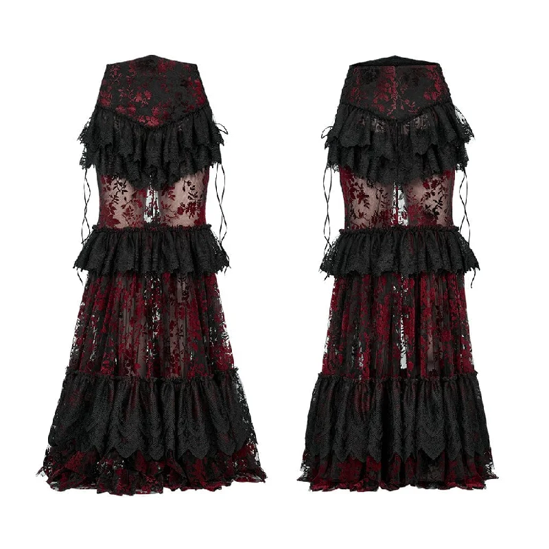 Women's Gothic Ruffles Layered Lace Skirt