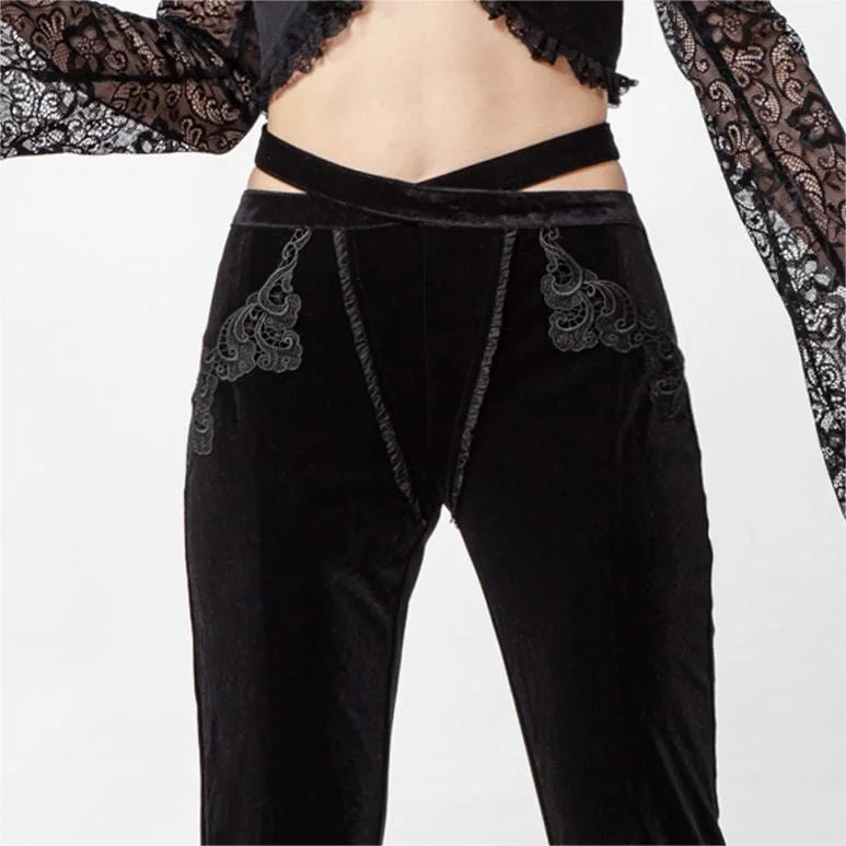 Women's Gothic Splice Slit Lace Pants