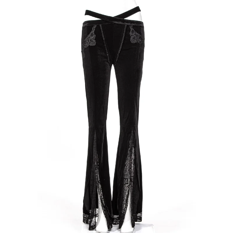 Women's Gothic Splice Slit Lace Pants