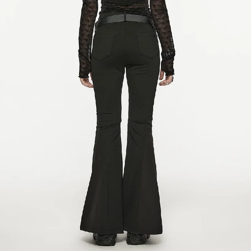 Women's Gothic Strap Splice Buckle Flared Pants